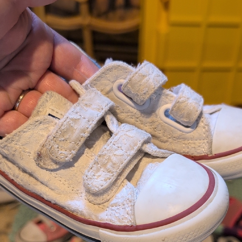 Converse White Velcro Canvas Sneakers